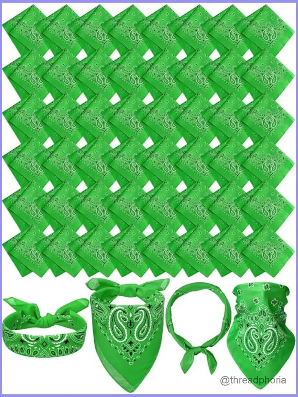 48 Paisley Bandana Set - Soft Polyester Square Scarves for Costumes Parades